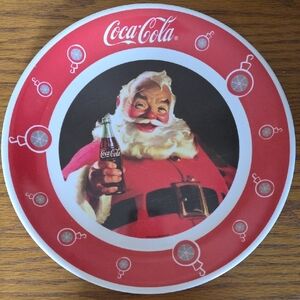 Coca-Cola Festive Santa Plate in Red and White